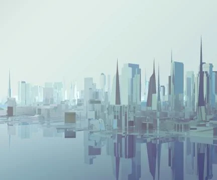 Glass low poly city Stock Illustration