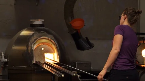 Glass maker melting oven Stock Footage 89504270