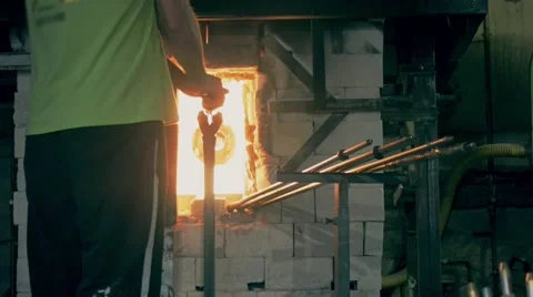 Glass manufacturing process Stock Footage 59758071