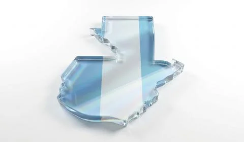Glass map of Guatemala featuring light blue and white flag on bright backgr.. Stock Illustration