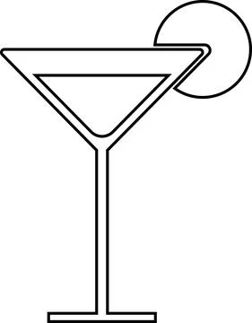 Glass of martini on a white background. Vector black and white illustration. 스톡 일러스트