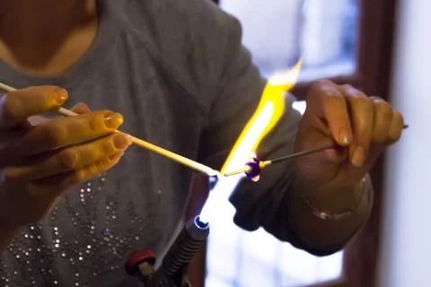 Glass master shaping Stock Photos
