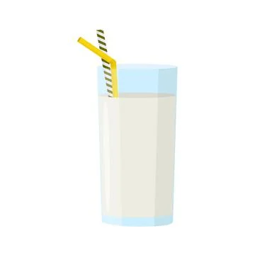 Glass of milk. Elements for design farm products, healthy food. Flat vector Stock Illustration