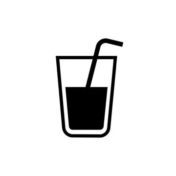 A glass of milk with straw icon vector illustration symbol Isolated template. Stock Illustration
