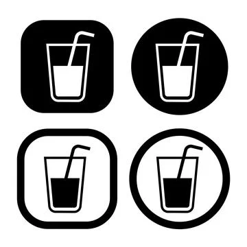 A glass of milk with straw icon vector illustration symbol Isolated template. Stock Illustration