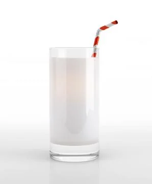Glass of milk with straw. Stock Illustration