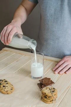A glass of milk on the table Stock Photos