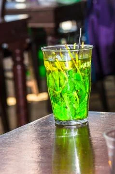 Glass with mint tea Stock Photos