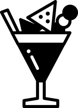 A glass of mixed fruit and ice cream in a tall glass Stock Illustration