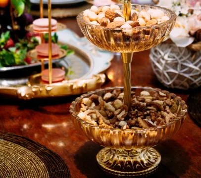 A glass with mixed walnuts Stock Photos