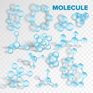Glass Molecule Pharmaceutical Model Set Vector Stock Illustration