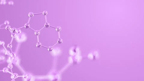 Glass Molecule Structure on Purple Background for Cosmetic Science 스톡 동영상 344916409