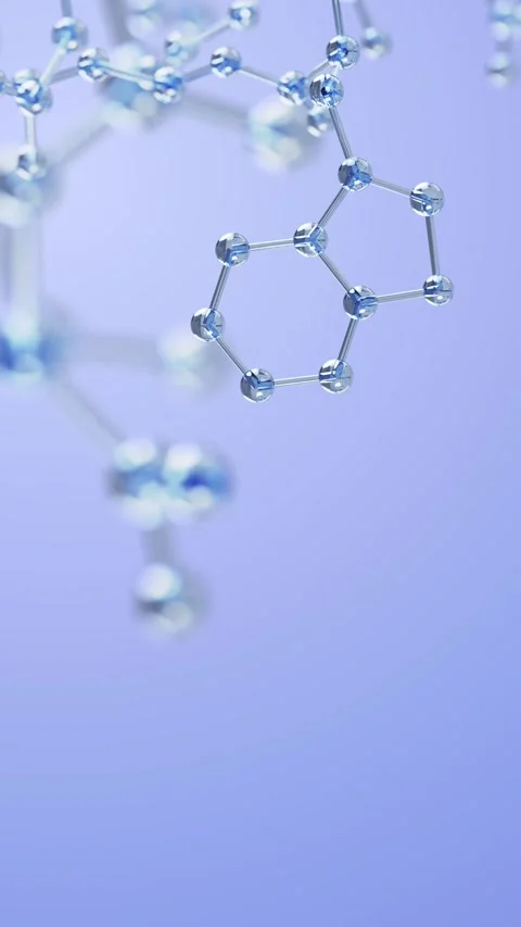 Glass Molecule Structure on Purple Background for Cosmetic Science 스톡 동영상 344916421