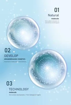 Glass molecules model. Reflective and refractive abstract molecular shape. Stock Illustration
