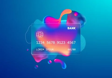 Glass morphism credit card template. Plastic rectangle of transparent plastic イラスト素材
