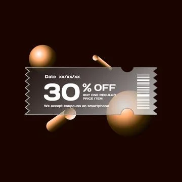 Glass morphism effect discount coupon design Stock Illustration