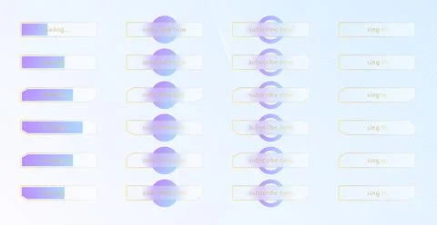 Glass morphism effect. Set of transparent frosted acrylic Illustrazione stock