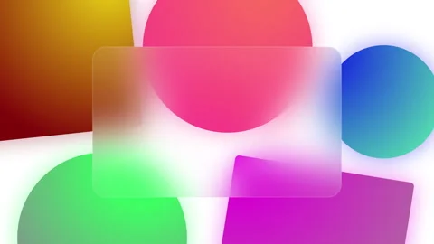 Glass morphism effect with transparent glass and dynamic moving geometric shapes Video stock 269129396