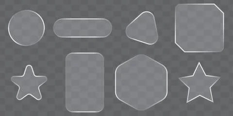 Glass morphism UI elements set with transparent frosted shapes for modern w.. イラスト素材