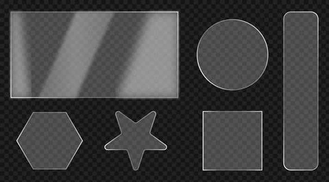 Glass Morphism UI Shapes Set with Transparent Frosted Effect 스톡 일러스트