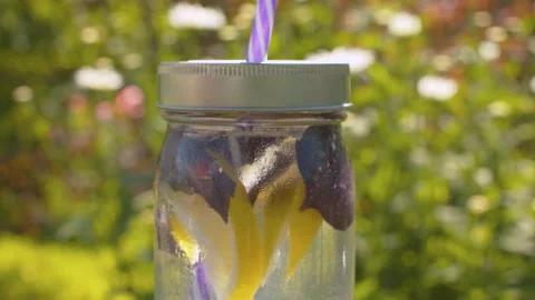 Glass mug with cold lemonade Stock Footage 137622505