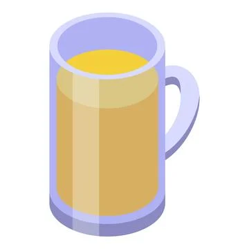 Glass mug containing refreshing apple juice, isometric view Stock Illustration