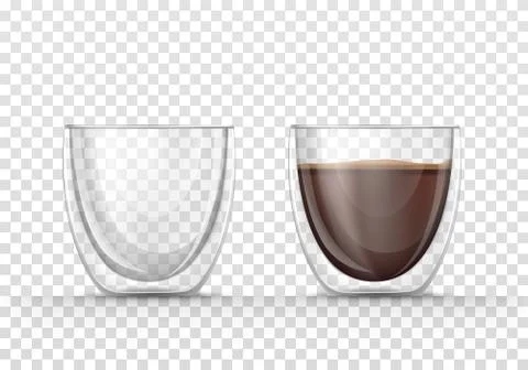 Glass mug empty and full of coffee Stock Illustration