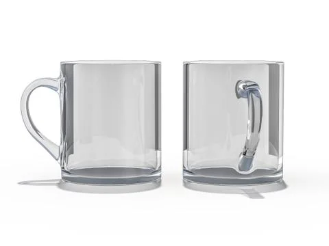 Glass mug Mockup standing on the surface. 3D Illustrazione stock