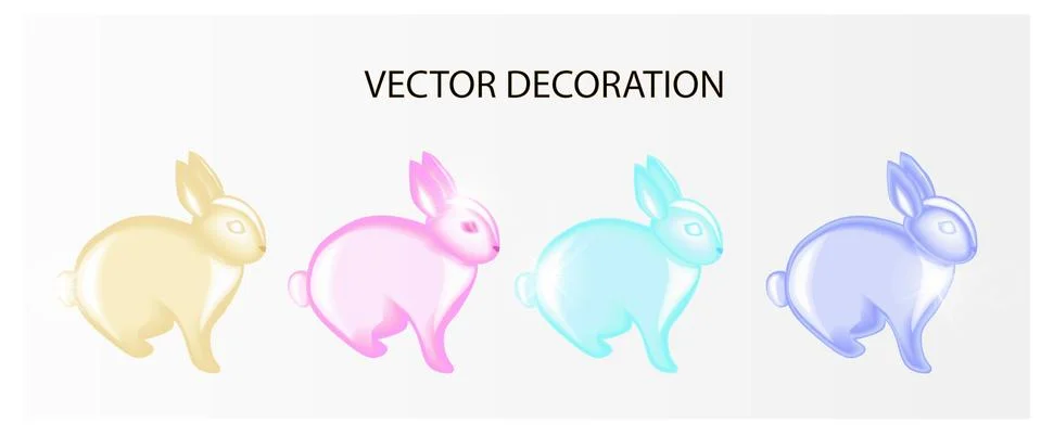 Glass multi-colored Easter bunnies Stock Illustration