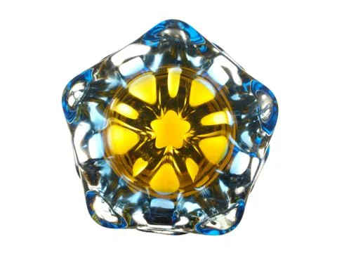 Glass multi-colored vase in the shape of a bud of an exotic flower isolated o Foto stock