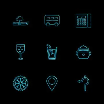 Glass , navigation , calculator , multimedia , camera , user interface  , tec Illustrazione stock
