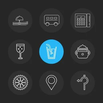 Glass , navigation , calculator , multimedia , camera , user interface  , tec イラスト素材