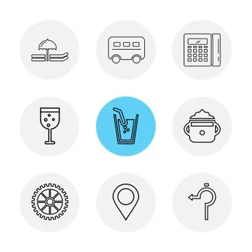 Glass , navigation , calculator , multimedia , camera , user interface  , tec Illustrazione stock