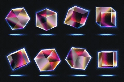 Glass Neon Cubes with Cold Light Stock Illustration