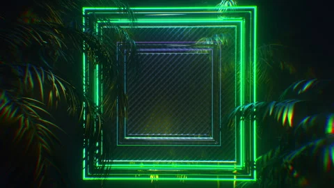 Glass Neon Frames By Palm Trees Stock-Footage 270328294