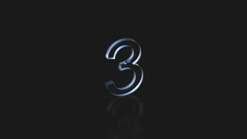 Glass number 3 with blue backlight. Three, third number,animation. 3D render. Stock Footage 340017249