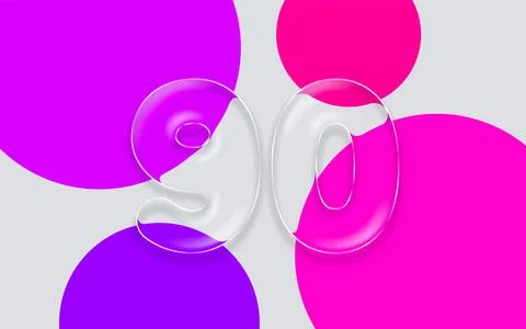 Glass number 90 on a background of colored circles. Vector illustration Stock Illustration