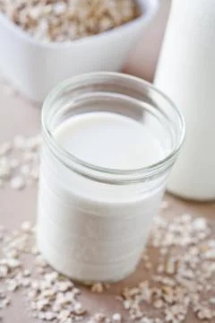 Glass Of Oat Milk Stock Photos