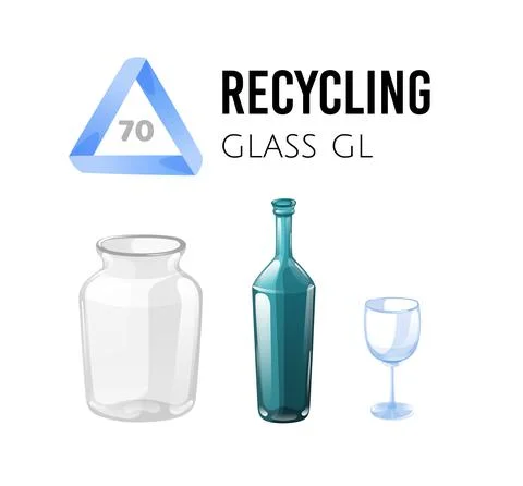 Glass objects, reusable and recyclable waste, art Stock Illustration