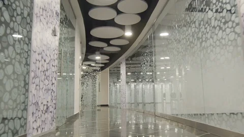  Glass Office Corridor Stock Footage 87971061