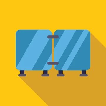 Glass office partition dividing empty space with yellow background Stock Illustration