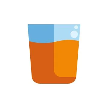 Glass of orange liquid with bubbles flat design icon Illustrazione stock