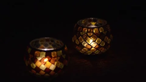 Glass Orb Candle Focus Shift Stock Footage 49975955