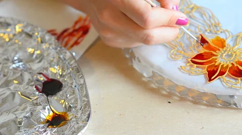 Glass painting. Stock Footage 65792053
