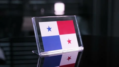 Glass Panama Flag Rotating On Table 動画素材 208514062