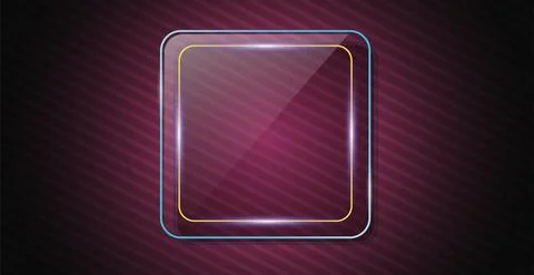 Glass panel on a dark background. Realistic glass with shadow. 3D glare win.. イラスト素材