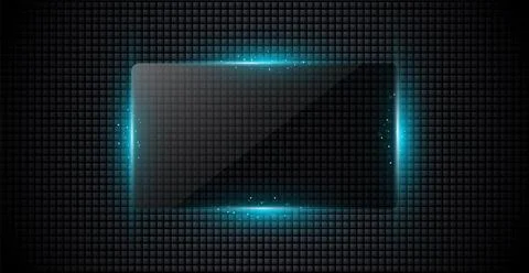 Glass panel on a dark background. Realistic glass with shadow. 3D glare windo Illustrazione stock