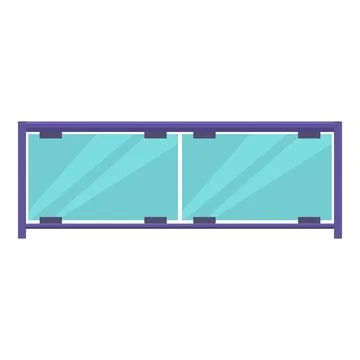 Glass panel fence protecting from falling down stairs with metal handrail 库存插图