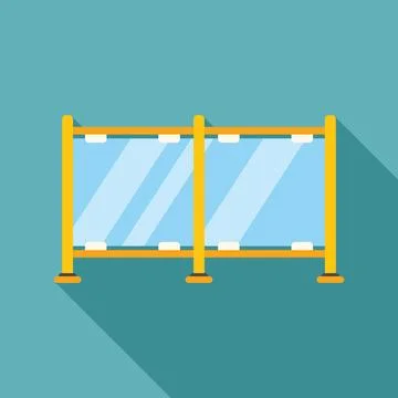 Glass panel partition separating rooms with yellow frame 스톡 일러스트