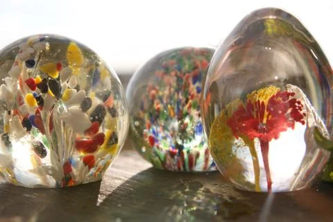 Glass paper weights Stock Photos
